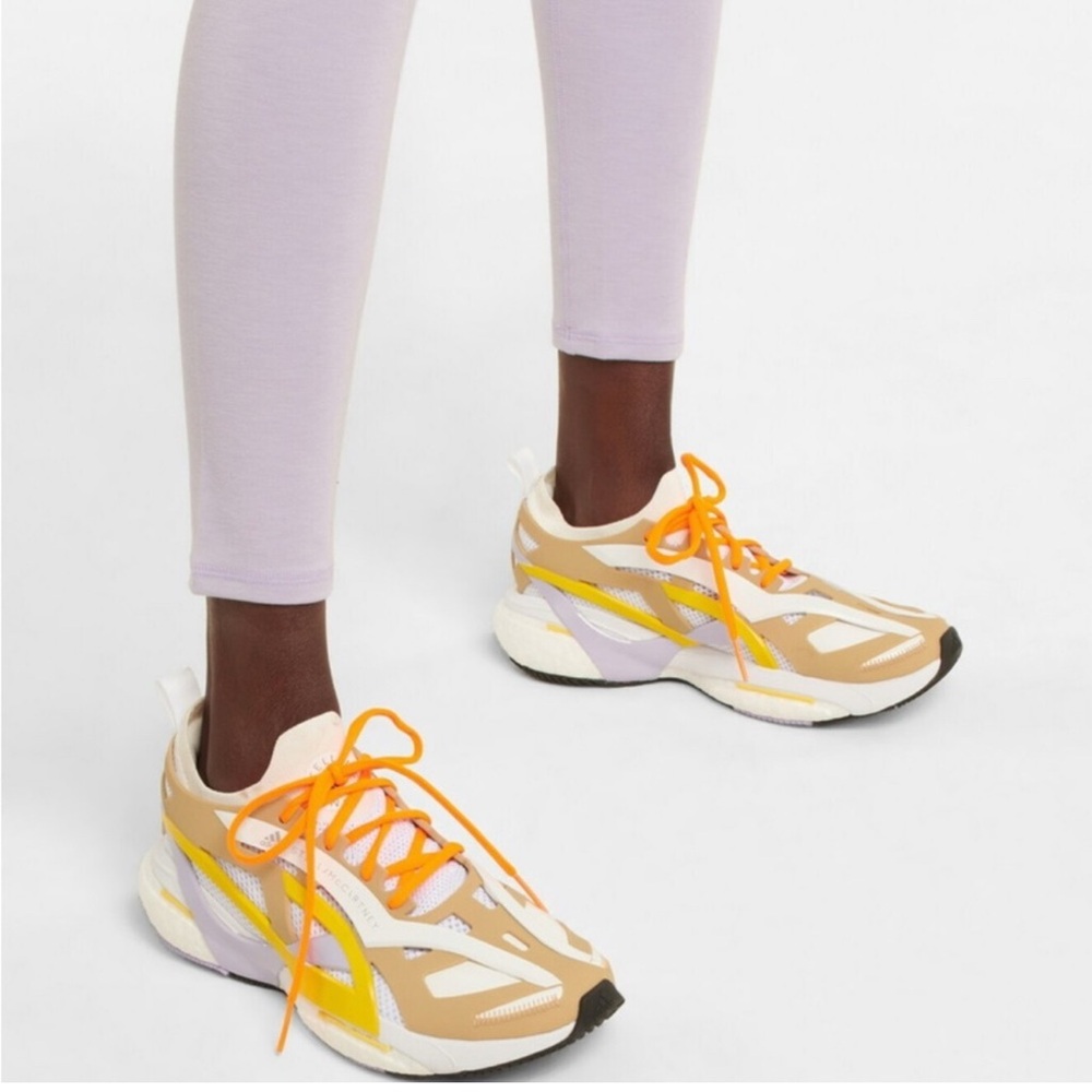 Adidas by Stella McCartney Beige Yellow Lavender Orange Lace-Up Sneakers